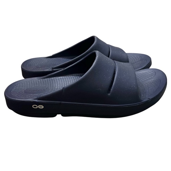 Oofos Ooahh Slides Recovery Comfort Sport Sandals Navy Blue Mens 12 Women 14 - Picture 5 of 11